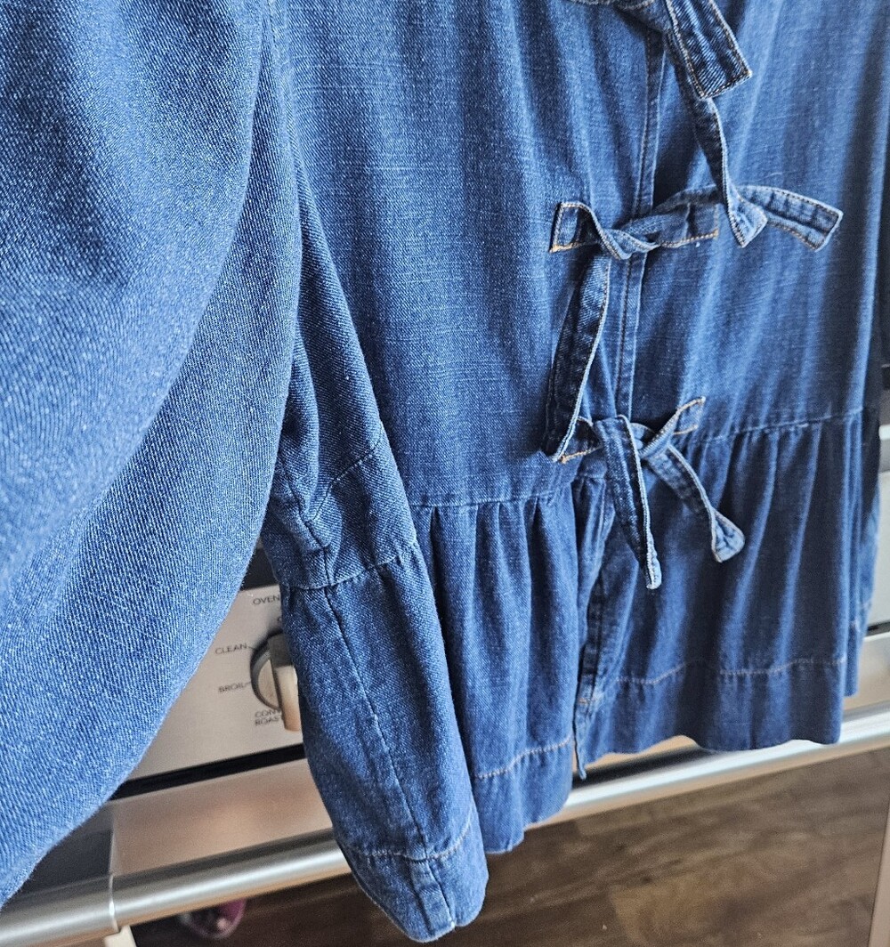 Velvet Heart Indigo Denim Tie-Front Peasant Blouse - Picture 2 of 5
